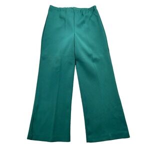70s Hippie Shamrock St Patty Green Disco Pants (Fits 31x28)‎ Flare Bell Wide Leg